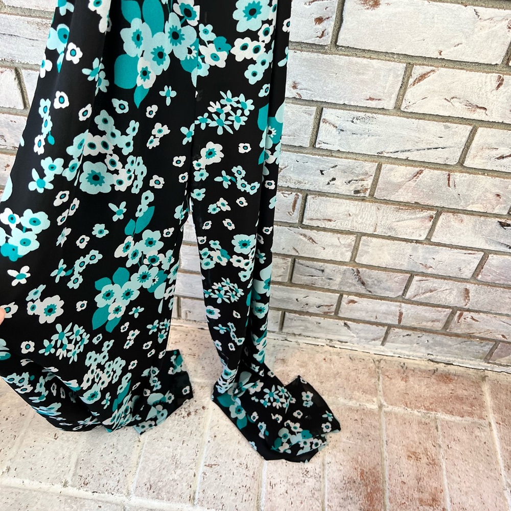 Michael Kors | Blue and Black Floral Jumpsuit - Picture 4 of 8